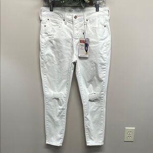 NWT Signature by Levi Strauss Mid Rise Skinny Crop Denim Jeans Distressed 10 W30